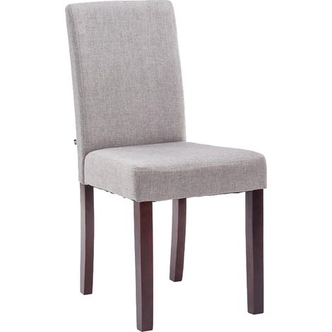 Chaise de salle à manger x1 design moderne en tissu gris clair et pieds en bois marron 100002030 (1/5)
