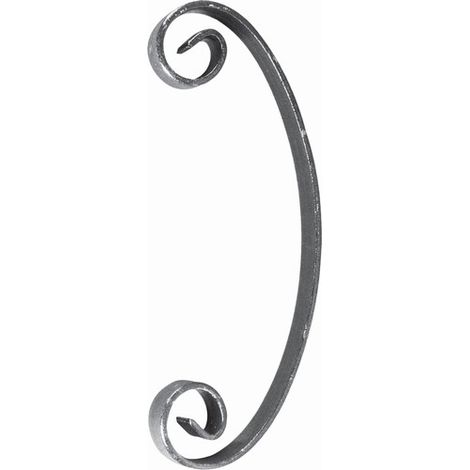 Volute en C finition coupe droite - Hauteur 220mm Largeur 80mm plat de 16x4mm - Fer forgé - À souder - DECO FER FORGE