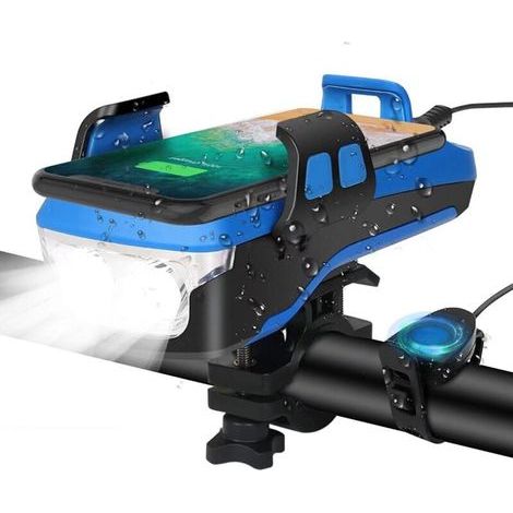 Luz de bicicleta recargable por USB, 550 lúmenes, luz LED potente para bicicleta con alarma y soporte para teléfono, luz delantera recargable para MTB, bicicleta de carretera y scooter (1/4)