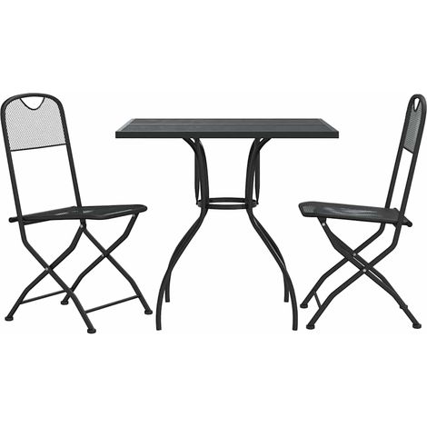 Set da Pranzo da Giardino 3 pz Salotto da Giardino Antracite in Rete Metallica (1/5)