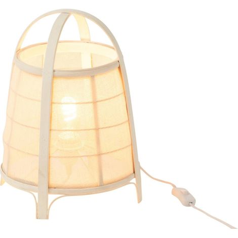 Lampe à poser en coton et bambou blanc - blanc (1/4)