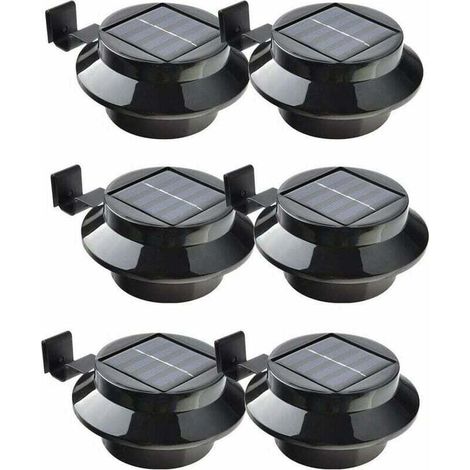 [JAMAIS UTILISÉ]Lot de 6 lampes LED à énergie solaire pour gouttière, clôture, toit, gouttière, jardin, cour, mur, noir (1/4)