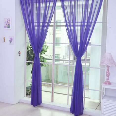 Rideau Voile - 100 x 200 cm - Translucide - Pour Fenêtre ou Porte - 1 Pièce (1/2)