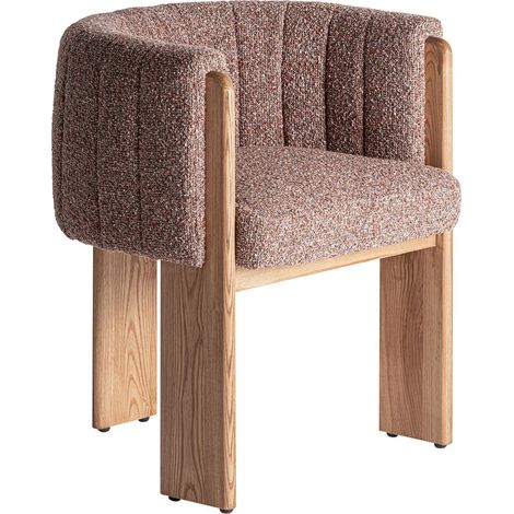 Fauteuil Cluny style Art Déco en polyester et bois - Brun Châtain avec Nuances de Bois (1/5)