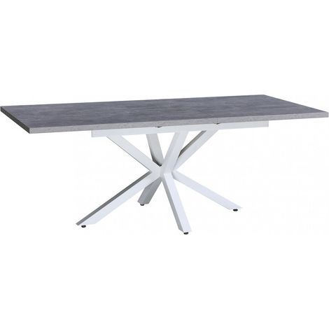 Tavolo allungabile con piano in mdf grigio e struttura in metallo bianco 90x160/200xH75 cm Gariè