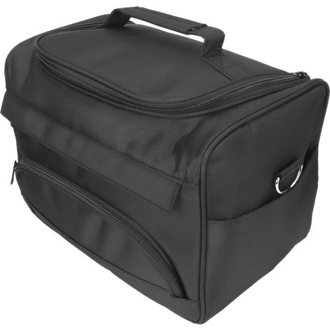 Trousse de rangement portable pour outils de coiffure, ciseaux, peigne, pince à cheveux, organisateur de cosmétiques, noire (1/5)