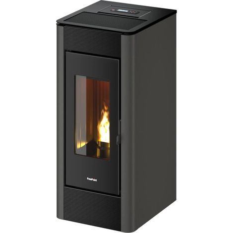 stufa a pellet ermetica, ventilata e canalizzata freepoint "indaco 11" antracite 10,5 kw (1/4)