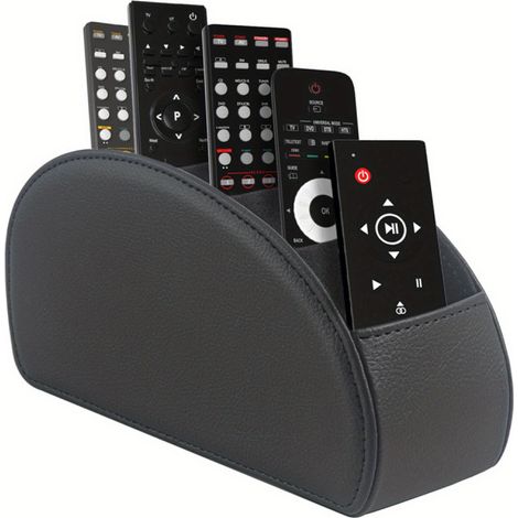 Fernbedienungshalter aus PU-Kunstleder mit 5 Fächern, universeller Schreibtisch-Organizer für TV-Fernbedienungen, Mediaplayer, (1/5)