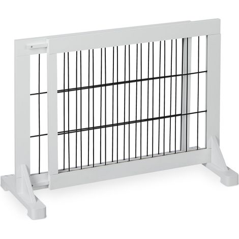 Relaxdays Barrera Seguridad Niños y Perros, Valla Protectora Puerta o Escalera, sin Taladrar, 56 x 70-115cm, Blanca