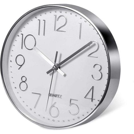 (20 cm, Silver) High-quality silver wall clock, wall decoration, modern silent wall clock for kitchen, home office (1/4)