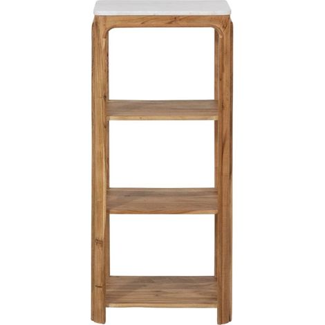 Etagère carrée en bois d'acacia et marbre Emyr (1/5)