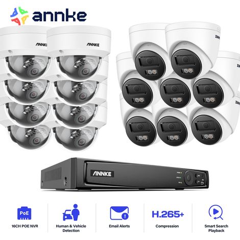 ANNKE 12MP Kits de Videovigilancia,16CH NVR con 16X12MP Cámara Seguridad Detección Movimiento Color Visión Nocturna 8 Dôme+8 Tower (1/5)