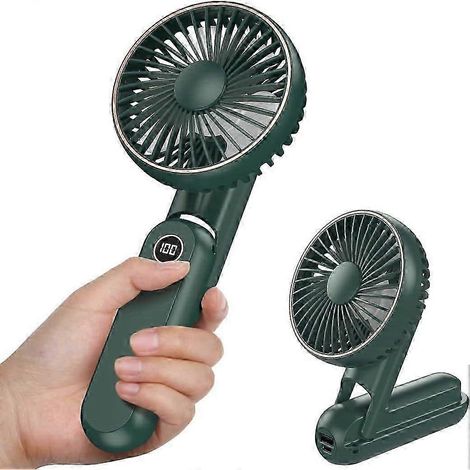 Mini ventilatore portatile ricaricabile tramite USB con base da 2500 mAh e 5 modalità di funzionamento (verde) (1/5)