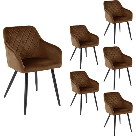 Lot de 6 chaises 59x56x82 cm en velours marron - VELVET (1/5)