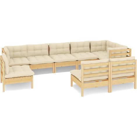Maison Exclusive - Muebles de jardín 9 piezas y cojines madera ma (1/5)