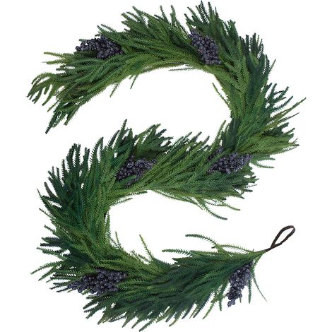 GARRYFIZH Décoration de Noël en rotin, imitation rotin souple de pin et de cyprès, pin de Norfolk, plantes vertes, aiguilles de pin / 180 cm (forme de fruit) (1/5)