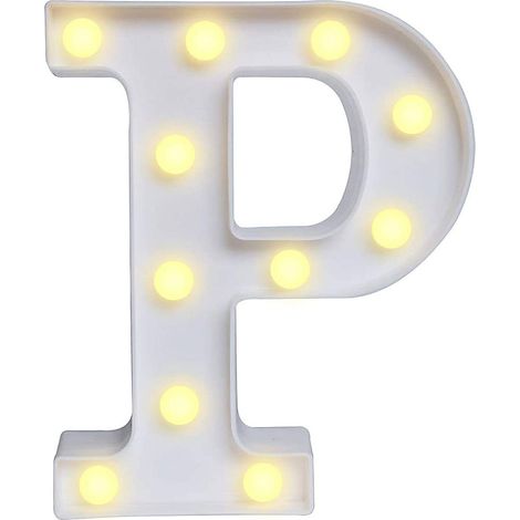 Lettere luminose a led alfabeto P luminoso per decorazione casa compleanni nozze festa bar eventi luce calda (1/5)