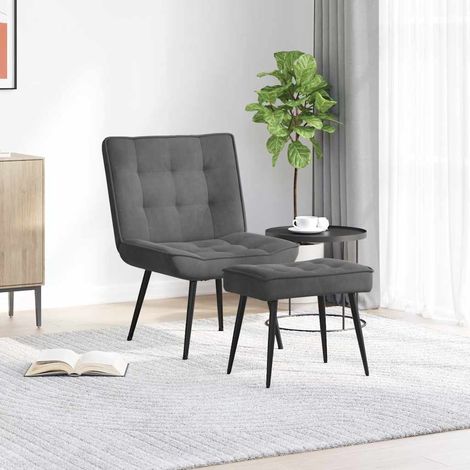 Relaxsessel mit Hocker Dunkelgrau Samt