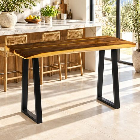 Table haute en bois de suar massif 140 cm NAUTA (1/5)
