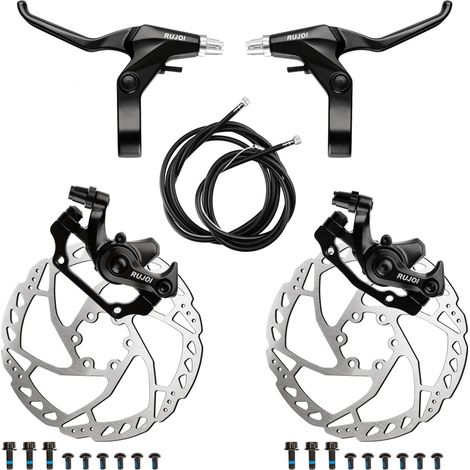 Kit de Frein à Disque de vélo, étrier en Aluminium Avant et arrière, Levier de Frein de vélo en Alliage d'aluminium, Rotor de 160 mm, ajusteur de Plaquettes mécaniques (1/5)