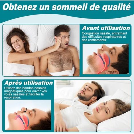 60 Bande Nasale Magnétique - Anti Ronflement Nasale Nose Strips Aimant Nez Respiration Avec 4 Pinces Nasales Tailles Différentes, Résistant à la Transpiration et Doux pour la Peau Ajustement