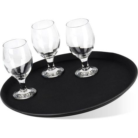 Plateau de serveur rond antidérapant, noir, 40 cm