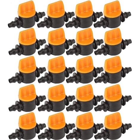 Confezione da 40 valvole di intercettazione per irrigazione a goccia da 1/4" – Diametro 6,35 mm – Struttura resistente e non corrosiva – Per sistemi di irrigazione (1/5)