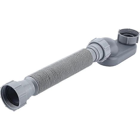 Siphon plat en P de 1 1/2 pouce à profil bas, flexible, pour baignoire et douche. Siphon plat en P pour baignoire autoportante. (1/5)