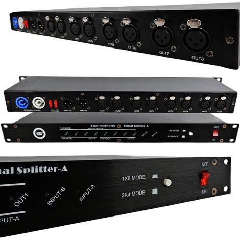 LIGHT4ME xsplit 2x4 Répartiteur DMX 8 canaux, rack 1U 19 pouces, deux modes de fonctionnement (1/5)