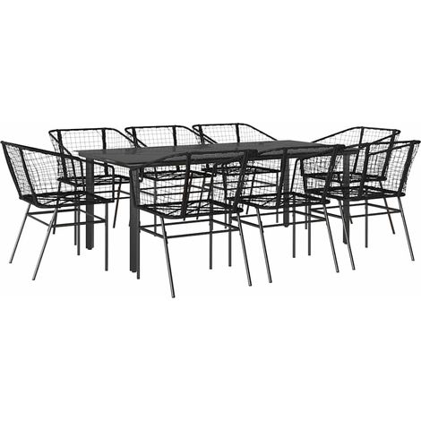 Maison Exclusive - Set da Pranzo da Giardino 9 pz Polyrattan Vetro