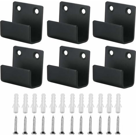 6 ganci per piastrelle in acciaio inossidabile resistenti, ganci da parete, supporto per dispositivi in metallo, staffa angolare a U per bagno, cucina e garage (nero) 35x40x15mm, (1/5)