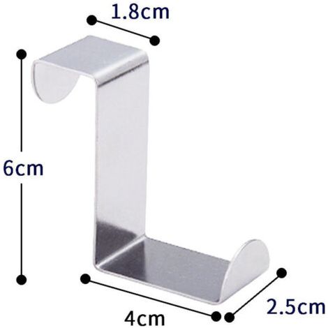 8 Crochets de Porte en Acier Inoxydable en forme de Z Réversibles Crochetsr,pour Porte Standart,Tiroir,Placard Armoire,Cuisine