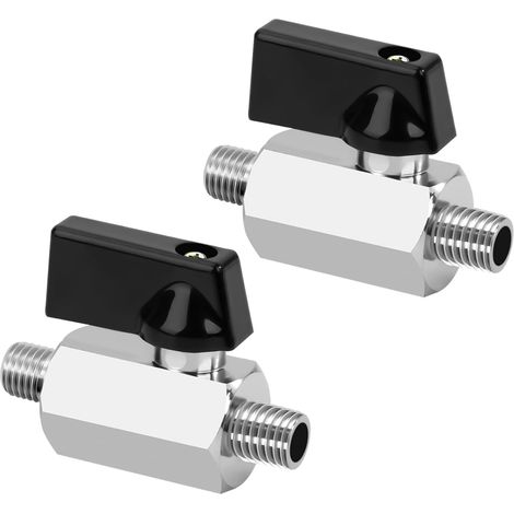 Messing-Kugelhahn, 2 Stück, Kugelhahn für Luftkompressoren, 1/4"-Außengewinde x 1/4"-Außengewinde, Absperrventil für Gas, Wasser und Öl (1/5)