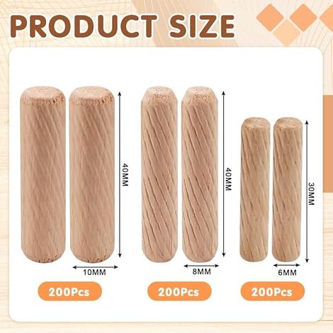 Wooden Dowel M6 M8 M10 Grooved Trunnions Carpentry DIY Conical Furniture for Table Cupboard Assembly DIY Carpenter (1/4)