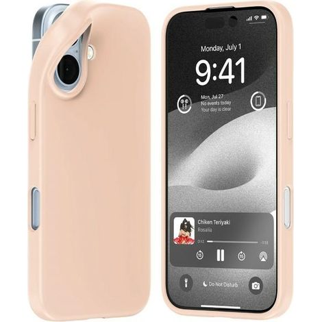 Funda Mercury Soft para iPhone 16 de 6,1 pulgadas, color arena rosa.