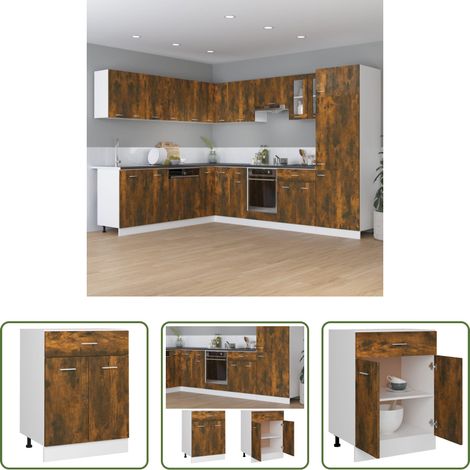 vidaXL Stauraum -  Unterschrank mit Schublade Lyon Räuchereiche 60x46x81,5 cm (1/5)