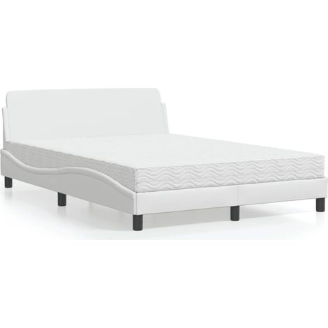 Cama con colchón Dover cuero sintético blanco 140x190 cm vidaXL (1/5)
