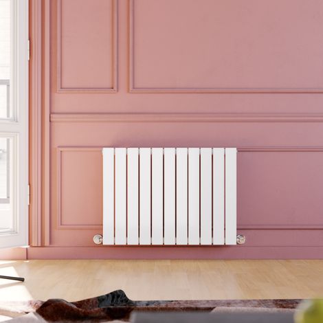 ELEGANT 600 x 836 mm White Designer Single Flat Panel Radiator White Bathroom Radiator + Anthracite Thermostatic Radiator Valves (1/5)