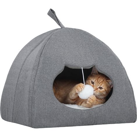 PawHut Cat Cave, Cat House with Removable Cushion for Indoor Kittens