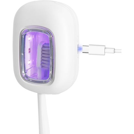 Zahnbürstenabdeckung und -halter, Dual-UVC-Lampe (2x stärker), transparentes Fenster, tragbarer Zahnbürstenreiniger mit Etui, für elektrische und manuelle Zahnbürsten (1/5)