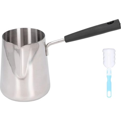 Cafetière Turque, 600 ML Turcque Cafetière en Acier Inoxydable, Chauffe-Beurre avec poignée résistante à la Chaleur, pour lait chaud, sauce chauffée, beurre fondant ou chocolat 11,3 x 9 x 9 cm (1/5)