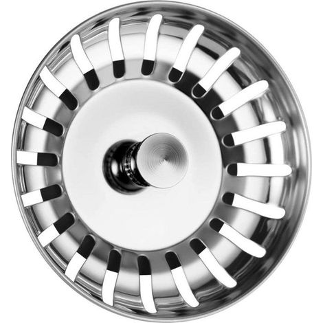Crépine d'évier - Ø 80 mm - Bouchon d'évier - Crépine anti-obstruction - Filtre de vidange - Bouchon d'évier avec panier - Pour (1/5)