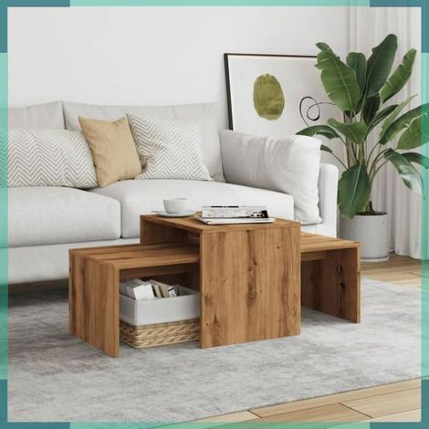 856055 Table basse chêne artisanal 100x48x40 cm bois d'ingénierie (1/5)