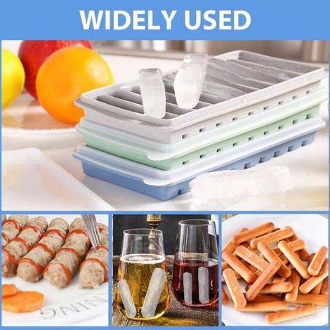 Vassoio per cubetti di ghiaccio in silicone - 1 pz, blu - 10 cavità impilabili con coperchio - Utensile Nonely (1/5)