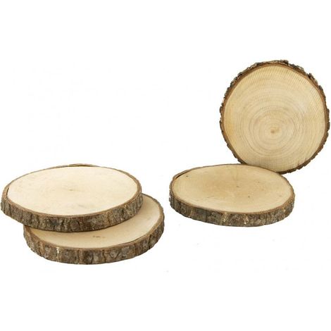 Lot de 4 Dessous de Verre - HOME DECO FACTORY - Rondin en Bois - Marron (1/4)