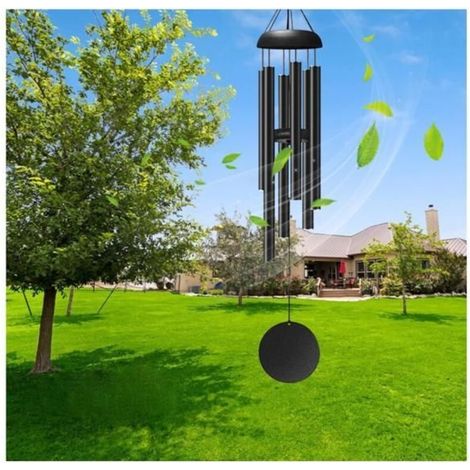 Outdoor Memorial Wind Chime, Large Aluminum Garden Chime for Yard, Home, Black Interior (1/5)