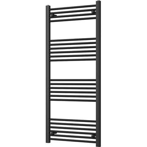 Zennor - Black Heated Towel Rail - H1400mm x W600mm - Straight (1/3)