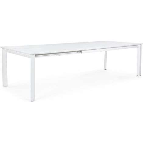Ausziehbarer Tisch "Konnor" aus lackiertem Aluminium für Garten und Veranda 160/240 cm -Weiss (1/4)