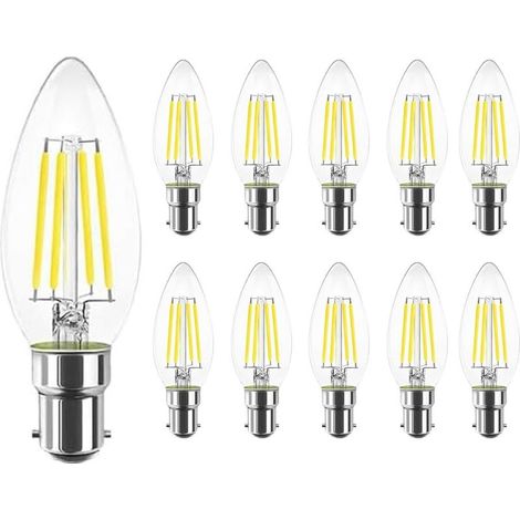 10 ampoules LED B15 baïonnette, 4 W, 400 lm, 6500 K, 220-240 V, non dimmable, pour lustres (1/5)
