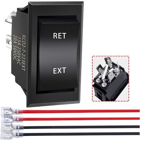 AIPER Interruttore di inversione di polarità momentaneo a 3 posizioni per motore CC da 12 V, DPDT, 4 pin (ON)-OFF-(ON), 20 A, per rimorchio a ralla KCD2-7-223-4P-X (1/4)